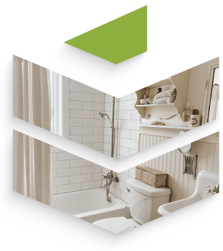 Bathroom remodel inside Legacy Construction Logo
