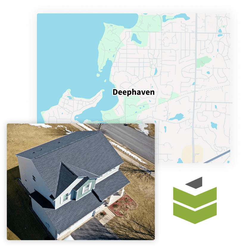 Minnetonka map with Legacy Construction logo and photo of house