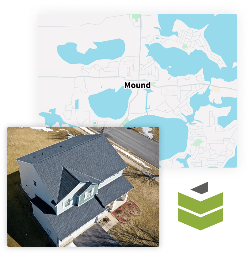 Minnetonka map with Legacy Construction logo and photo of house
