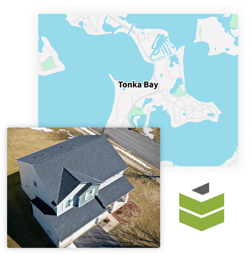 Minnetonka map with Legacy Construction logo and photo of house